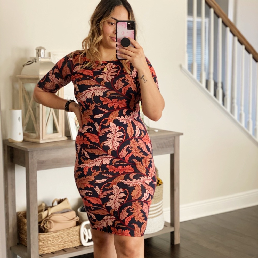 LulaRoe Leaf Print Midi Dress